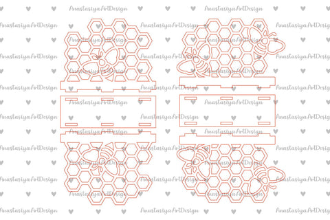 Honey comb napkin holder svg, Laser cut tissue holder SVG AnastasiyaArtDesign 