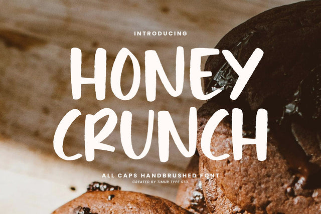Honey Crunch - All Caps Handbrushed Font Font Timur type 