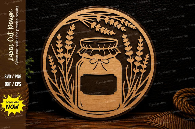 Honey Jar Lavender Frame Laser Cut Svg Design SVG Regulrcrative 