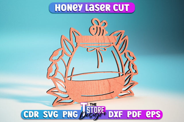 Honey Laser Cut Design | Wooden Design | Bee SVG | CNC File SVG The T Store Design 