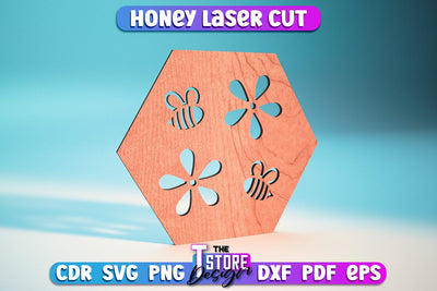 Honey Laser Cut Design | Wooden Design | Bee SVG | CNC File SVG The T Store Design 