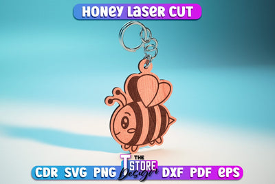 Honey Laser Cut Design | Wooden Design | Bee SVG | CNC File SVG The T Store Design 