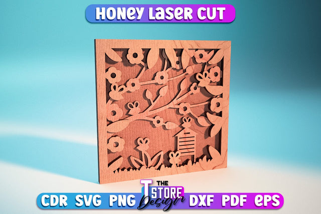 Honey Laser Cut Design | Wooden Design | Bee SVG | CNC File SVG The T Store Design 