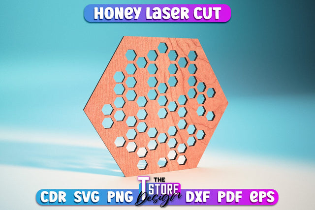 Honey Laser Cut Design | Wooden Design | Bee SVG | CNC File SVG The T Store Design 