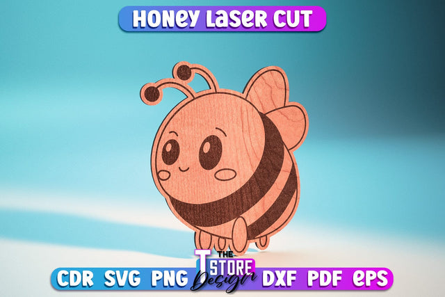 Honey Laser Cut Design | Wooden Design | Bee SVG | CNC File SVG The T Store Design 