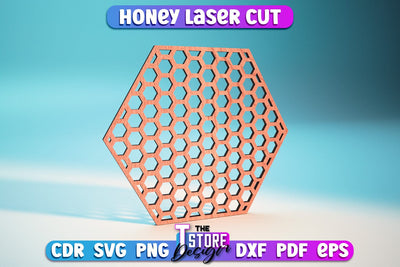 Honey Laser Cut Design | Wooden Design | Bee SVG | CNC File SVG The T Store Design 