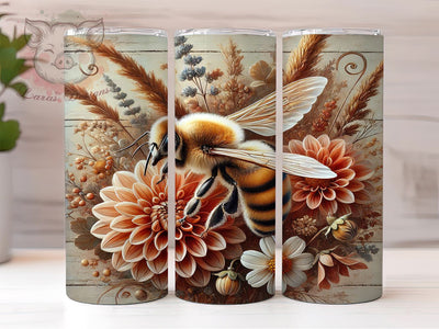 Honeybee Floral 20oz Tumbler Wrap, Honeybee Drinkware, 20oz Sublimation Tumbler, Bee Themed Kitchen, Cutting Board Decor, Custom Bee Tumbler, Floral Bee Design Sublimation Lara' s Designs 
