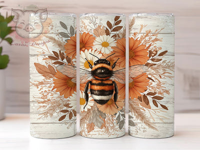 Honeybee Floral 20oz Tumbler Wrap, Honeybee Drinkware, 20oz Sublimation Tumbler, Bee Themed Kitchen, Cutting Board Decor, Custom Bee Tumbler, Floral Bee Design Sublimation Lara' s Designs 