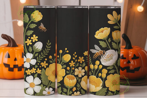Honeybee Floral 20oz Tumbler Wrap Sublimation PixelChick 