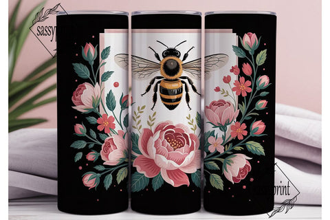 Honeybee Floral 20oz Tumbler Wrap Sublimation sassyprint 