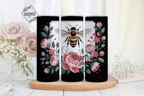 Honeybee Floral 20oz Tumbler Wrap Sublimation sassyprint 