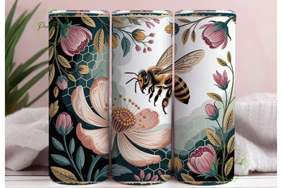 Honeybee Floral Tumbler Wrap Sublimation PixelChick 