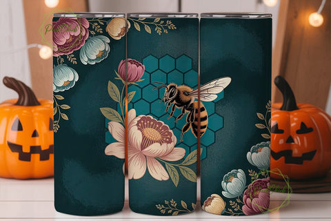 Honeybee Floral Tumbler Wrap Sublimation PixelChick 