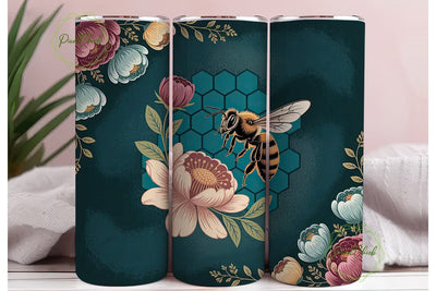 Honeybee Floral Tumbler Wrap Sublimation PixelChick 