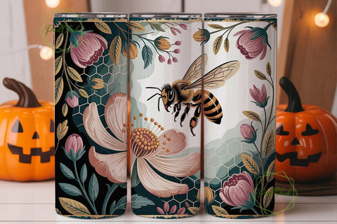 Honeybee Floral Tumbler Wrap Sublimation PixelChick 