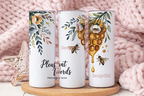 Honeybee Tumbler Wrap PNG Sublimation DesignSVG 