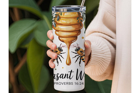 Honeybee Tumbler Wrap PNG Sublimation DesignSVG 