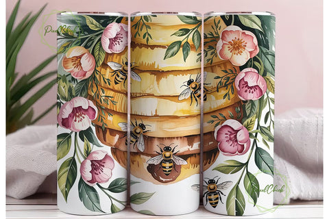 Honeybee Watercolor 20oz Tumbler Wrap Sublimation PixelChick 
