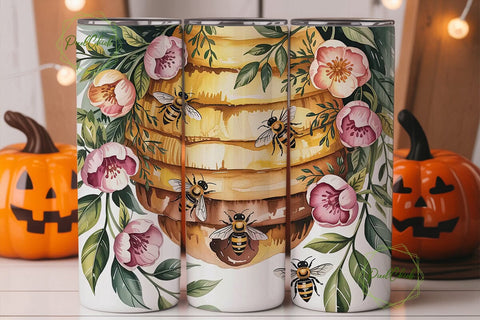 Honeybee Watercolor 20oz Tumbler Wrap Sublimation PixelChick 