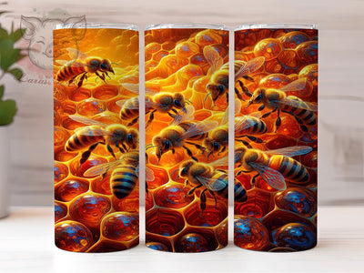 Honeycomb Bee Lover Tumbler, Bee Lover Wrap, Nature Bee Cup, 20oz Sublimation Wrap, Stylish Honeycomb Design Tumbler, Artistic Bee Cup, Summer Bee Theme Wrap Sublimation Lara' s Designs 