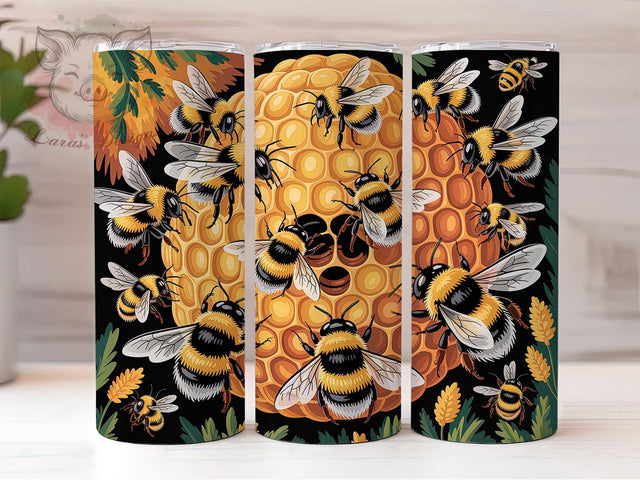 Honeycomb Bee Lover Tumbler, Bee Lover Wrap, Nature Bee Cup, 20oz Sublimation Wrap, Stylish Honeycomb Design Tumbler, Artistic Bee Cup, Summer Bee Theme Wrap Sublimation Lara' s Designs 