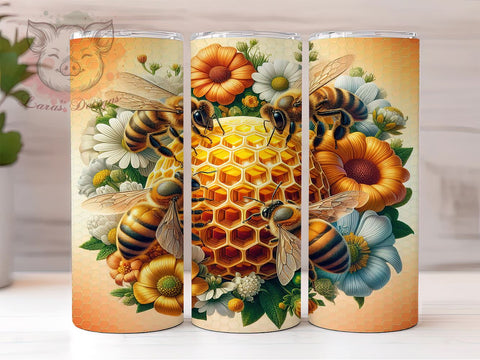 Honeycomb Bee Nature Tumbler Wrap, Honeycomb Tumbler Wrap, Floral Tumbler, 20oz Sublimation Design, Bee Themed Tumbler, Nature Tumbler Art, Summer Tumbler Wrap Sublimation Lara' s Designs 