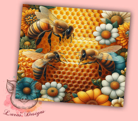 Honeycomb Bee Nature Tumbler Wrap, Honeycomb Tumbler Wrap, Floral Tumbler, 20oz Sublimation Design, Bee Themed Tumbler, Nature Tumbler Art, Summer Tumbler Wrap Sublimation Lara' s Designs 