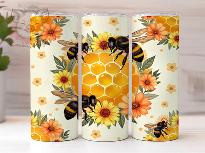 Honeycomb Bee Nature Tumbler Wrap, Honeycomb Tumbler Wrap, Floral Tumbler, 20oz Sublimation Design, Bee Themed Tumbler, Nature Tumbler Art, Summer Tumbler Wrap Sublimation Lara' s Designs 