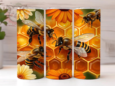 Honeycomb Bee Nature Tumbler Wrap, Honeycomb Tumbler Wrap, Floral Tumbler, 20oz Sublimation Design, Bee Themed Tumbler, Nature Tumbler Art, Summer Tumbler Wrap Sublimation Lara' s Designs 