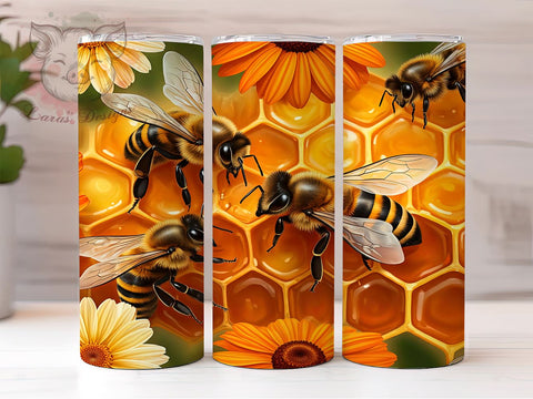 Honeycomb Bee Nature Tumbler Wrap, Honeycomb Tumbler Wrap, Floral Tumbler, 20oz Sublimation Design, Bee Themed Tumbler, Nature Tumbler Art, Summer Tumbler Wrap Sublimation Lara' s Designs 