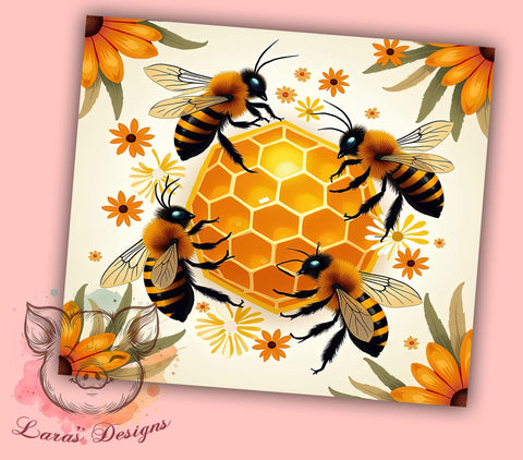 Honeycomb Bee Nature Tumbler Wrap, Honeycomb Tumbler Wrap, Floral Tumbler, 20oz Sublimation Design, Bee Themed Tumbler, Nature Tumbler Art, Summer Tumbler Wrap Sublimation Lara' s Designs 