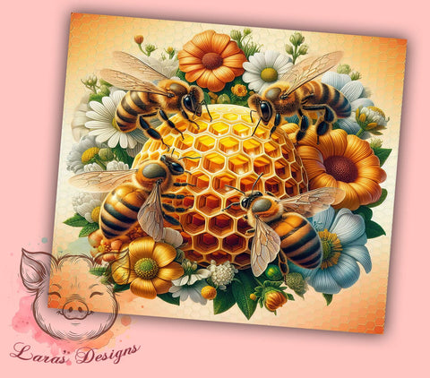 Honeycomb Bee Nature Tumbler Wrap, Honeycomb Tumbler Wrap, Floral Tumbler, 20oz Sublimation Design, Bee Themed Tumbler, Nature Tumbler Art, Summer Tumbler Wrap Sublimation Lara' s Designs 