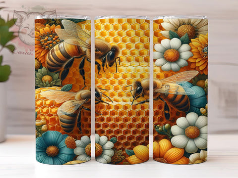 Honeycomb Bee Nature Tumbler Wrap, Honeycomb Tumbler Wrap, Floral Tumbler, 20oz Sublimation Design, Bee Themed Tumbler, Nature Tumbler Art, Summer Tumbler Wrap Sublimation Lara' s Designs 