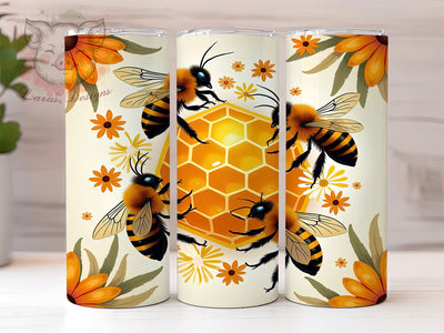 Honeycomb Bee Nature Tumbler Wrap, Honeycomb Tumbler Wrap, Floral Tumbler, 20oz Sublimation Design, Bee Themed Tumbler, Nature Tumbler Art, Summer Tumbler Wrap Sublimation Lara' s Designs 