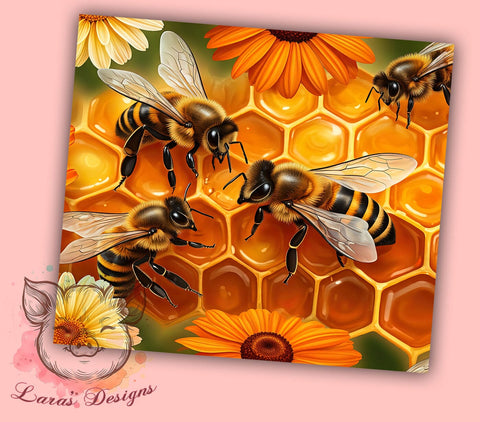 Honeycomb Bee Nature Tumbler Wrap, Honeycomb Tumbler Wrap, Floral Tumbler, 20oz Sublimation Design, Bee Themed Tumbler, Nature Tumbler Art, Summer Tumbler Wrap Sublimation Lara' s Designs 