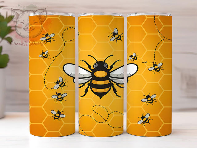 Honeycomb Bee Pollinator Tumbler Wrap, Bee Lover Sublimation Wrap, 20Oz Honeycomb Wrap, Bee Honeycomb Drinkware, Pollinator Lover Tumbler, Honeycomb Pattern Cup Wrap Sublimation Lara' s Designs 