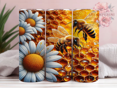 Honeycomb Bumblebee Pattern Tumbler, Bumblebee Tumbler, Bee Pattern Wrap, Stylish 20oz Wrap, Sublimation Design, Trendy Gift Idea, Inspirational Nature Tumbler Sublimation Li Zamperini 