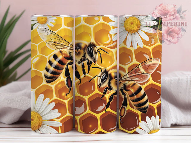 Honeycomb Bumblebee Pattern Tumbler, Bumblebee Tumbler, Bee Pattern Wrap, Stylish 20oz Wrap, Sublimation Design, Trendy Gift Idea, Inspirational Nature Tumbler Sublimation Li Zamperini 