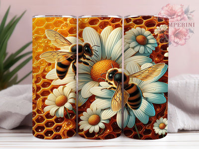 Honeycomb Bumblebee Pattern Tumbler, Bumblebee Tumbler, Bee Pattern Wrap, Stylish 20oz Wrap, Sublimation Design, Trendy Gift Idea, Inspirational Nature Tumbler Sublimation Li Zamperini 