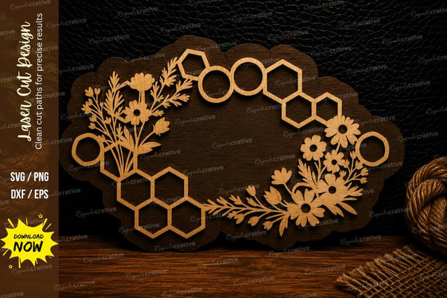 Honeycomb Daisy Monogram Laser Cut SVG Design SVG Regulrcrative 