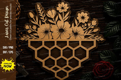 Honeycomb Floral Basket Laser Cut SVG File SVG Regulrcrative 