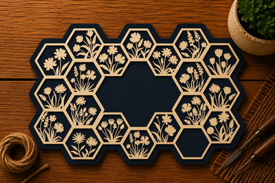 Honeycomb Floral Geometric Frame Laser Cut SVG File SVG Regulrcrative 