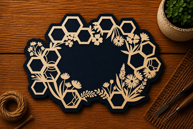 Honeycomb Floral Wreath Laser Cut SVG File SVG Regulrcrative 