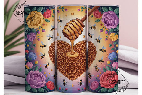 Honeycomb Heart 20oz Tumbler Wrap Sublimation sassyprint 