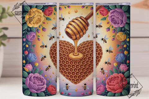 Honeycomb Heart 20oz Tumbler Wrap Sublimation sassyprint 