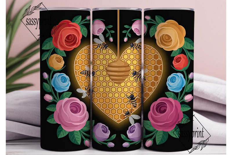 Honeycomb Heart 20oz Tumbler Wrap Sublimation sassyprint 