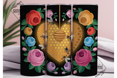 Honeycomb Heart 20oz Tumbler Wrap Sublimation sassyprint 