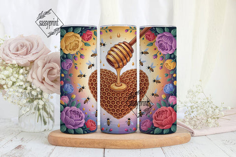 Honeycomb Heart 20oz Tumbler Wrap Sublimation sassyprint 
