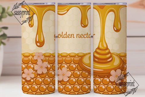 Honeycomb Honey Drip 20oz Tumbler Wrap Sublimation sassyprint 