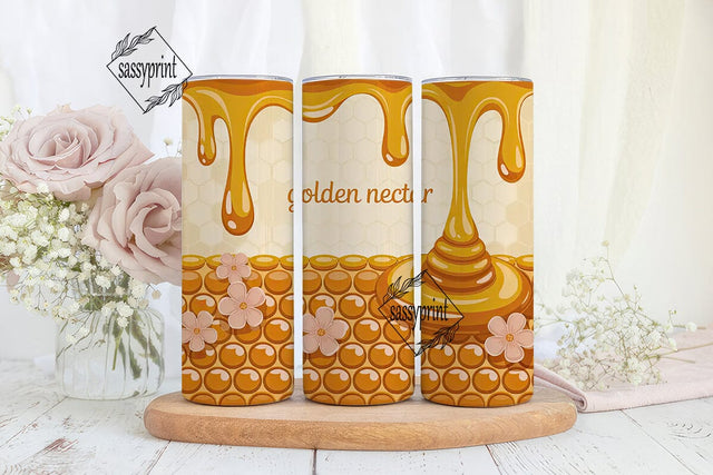 Honeycomb Honey Drip 20oz Tumbler Wrap Sublimation sassyprint 